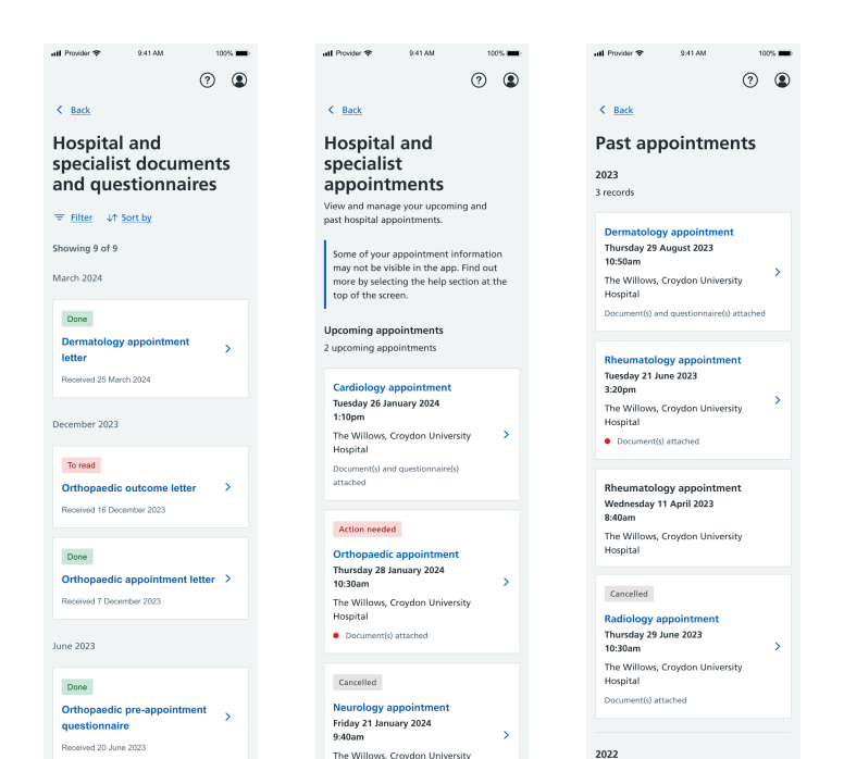 Screenshots of the pages that require PVC