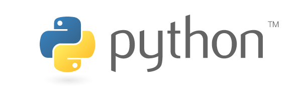 image of the "two snakes" python logo and the word "Python" next to it