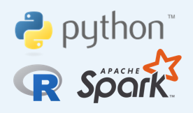 image showing the logos for Python, R, and Apache Spark